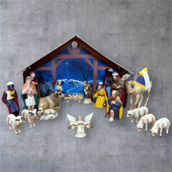 Vtg 1950’s Hartland Plastic Nativity Set with Box 21 Pieces - Picture 4 of 9